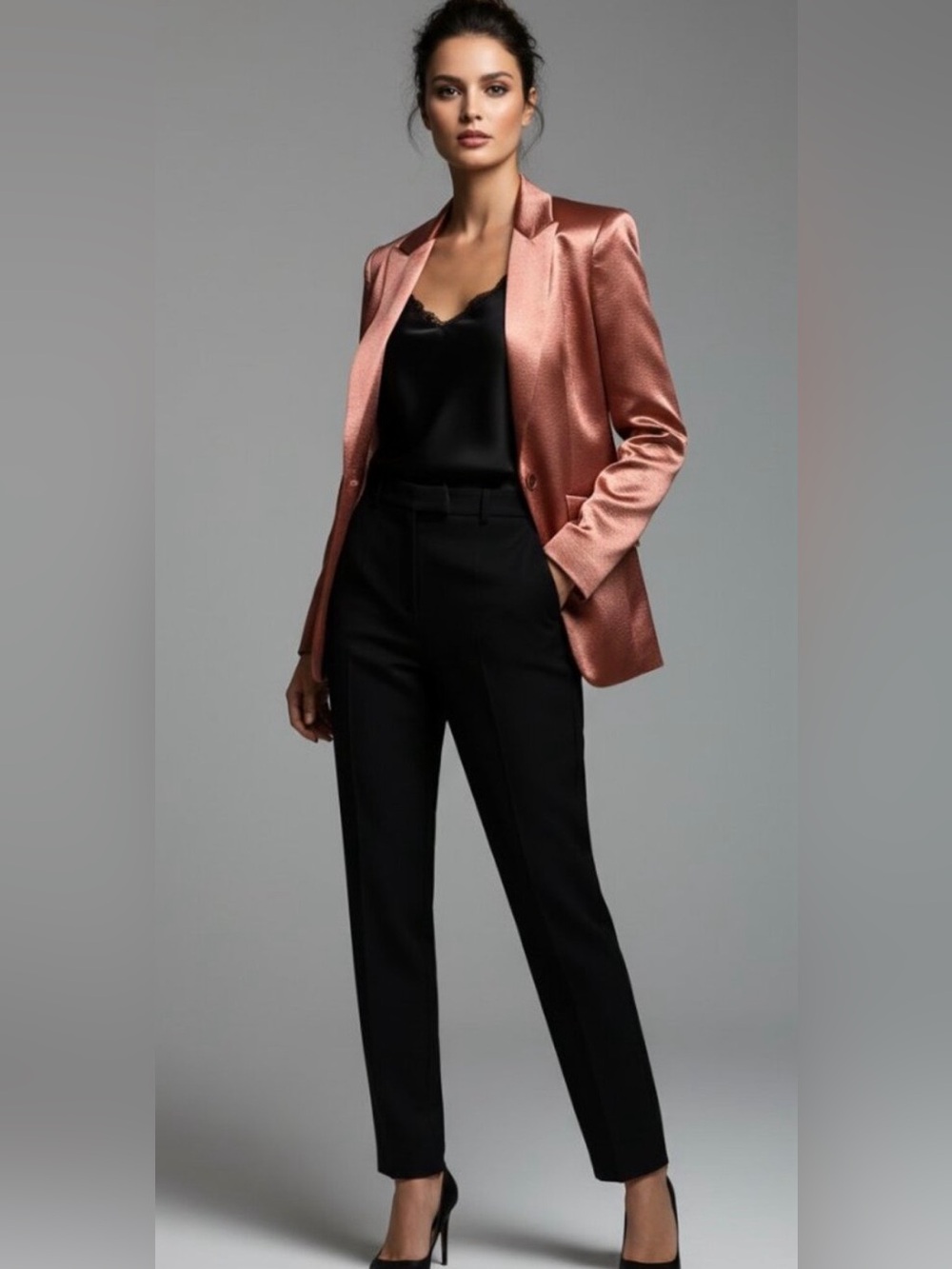 Cinq A Sept Karis Metallic Hammered-Satin Blazer Sz 2